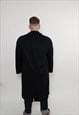 80S CLASSIC WOOL OVERCOAT, VINTAGE MEN MINIMALIST LONG COAT 