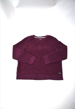 Vintage 90s Calvin Klein Purple Logo Fleece Jumper