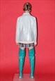 90'S VINTAGE TRENDY SLIM FIT LEATHER JACKET IN PASTEL MINT
