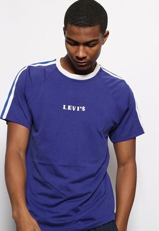 VINTAGE LEVI'S SPELLOUT LOGO T-SHIRT BLUE