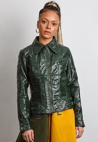 VINTAGE 90'S FOREST GREEN PATENT JACKET