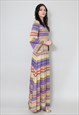 70'S LADIES VINTAGE DRESS BETTY BARCLAY KIMONO SLEEVE MAXI
