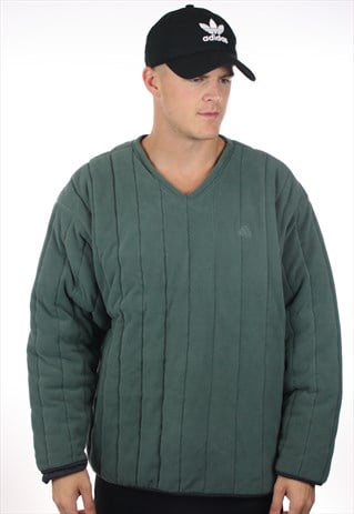 VINTAGE 90S ADIDAS PADDED FLEECE SWEATSHIRT JUMPER