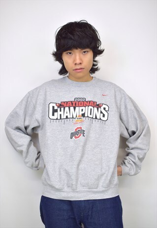 VINTAGE 90S NIKE GREY 'OHIO STATE' SWEATSHIRT