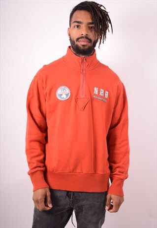 NAPAPIJRI MENS VINTAGE SWEATSHIRT JUMPER XL ORANGE 90S