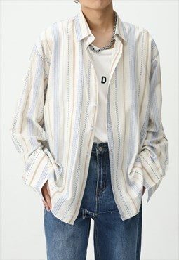 Men's Loose Striped Long Sleeve Shirt SS2023 VOL.2