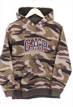 Vintage Gap Fleece Camo Hoodie Multicolour With Chest Logo