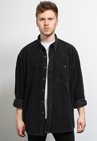 VINTAGE CORDUROY CORD SHIRT BLACK
