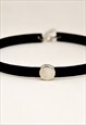 BLACK CHOKER NECKLACE SILVER CIRCLE BEAD FAUX LEATHER GIFT