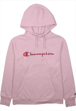 Vintage 90's Champion Hoodie Spellout Pullover Pink XLarge