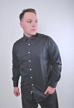 Michael Kors black dress shirt, vintage button down shirt 