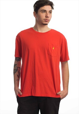 VINTAGE POLO RALPH LAUREN LOGO POCKET T-SHIRT 90S L 6