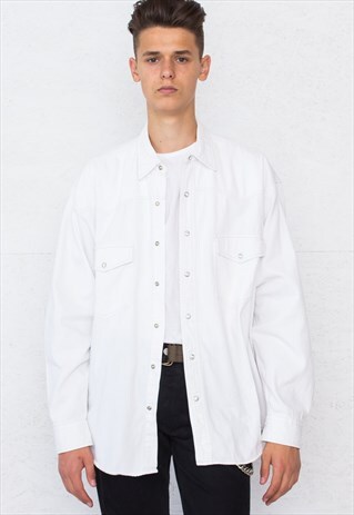 VINTAGE WHITE NICO LONG SLEEVE DENIM SHIRT