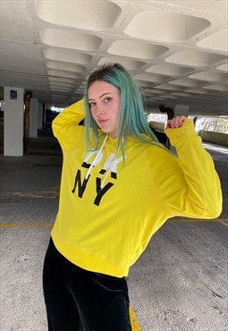 Vintage 90s DKNY Yellow Pullover Hoodie