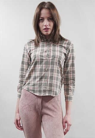 VINTAGE 90'S BEIGE TARTAN BURBERRY SHIRT