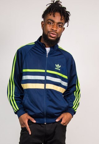 VINTAGE 90'S NAVY BLUE ADIDAS TRACKSUIT JACKET TOP