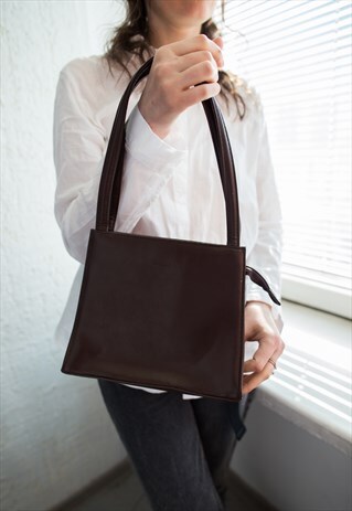 VINTAGE 80'S BROWN TRAPEZE BAG