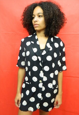 MONOCHROME POLKA DOT NUMBERS SHIRT BLOUSE