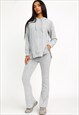 Grey Soft Brushed Ribbed Hoodie & Flare Trouser Co Ord