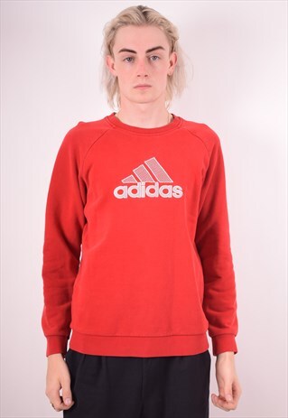 ADIDAS MENS VINTAGE SWEATSHIRT JUMPER MEDIUM RED 90S
