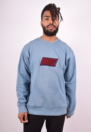 NIKE MENS VINTAGE SWEATSHIRT JUMPER LARGE BLUE 90S