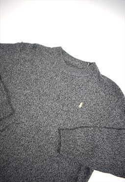 Vintage 90s Polo Ralph Lauren Grey Logo Knit Jumper