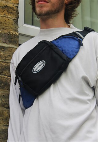 RETRO / 90'S / BLUE & BLACK BUM BAG