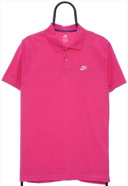 Vintage Nike Logo Pink Polo Shirt Womens
