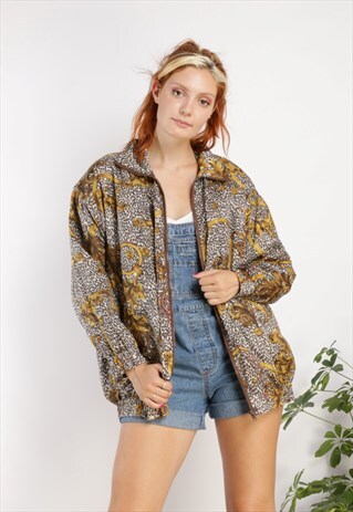 VINTAGE LEOPARD PRINT FESTIVAL BOMBER JACKET Z1011