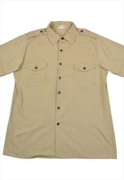 Vintage Workwear Shirt Short Sleeved Tan Large