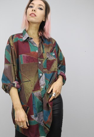 VINTAGE 80S/90S OVERSIZED PATTERNED SHIRT