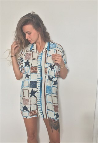 CRAZY PATTERNED VINTAGE RETRO FESTIVAL OVERSIZED SHIRT