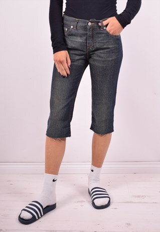 RALPH LAUREN WOMENS VINTAGE CAPRI JEANS W28 BLUE 90'S