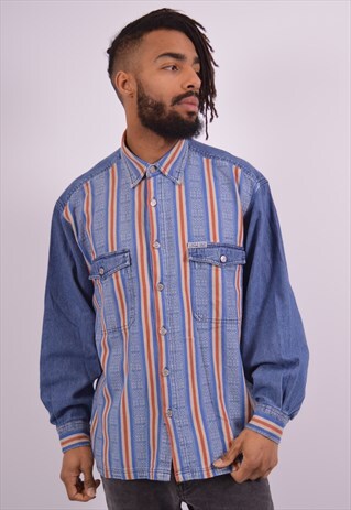 VINTAGE DENIM SHIRT STRIPES BLUE