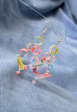 Handmade Sterling Silver Earrings in Mottled Rainbow