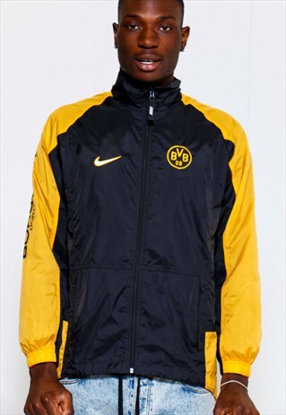 VINTAGE 90S BLACK AND YELLOW NIKE WINDBREAKER