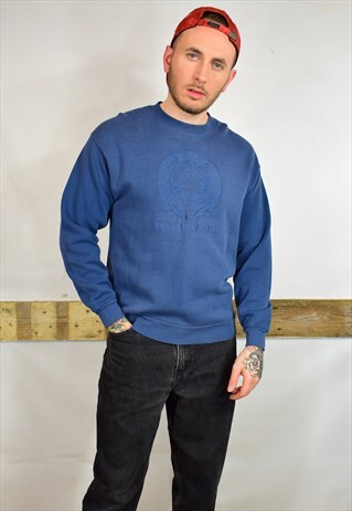 90S USA TRUE VINTAGE BUSCH GARDEN NAVY EMBROIDERED SWEATER