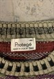 VINTAGE ABSTRACT KNITTED JUMPER 3D PATTERNED GRANDAD KNIT