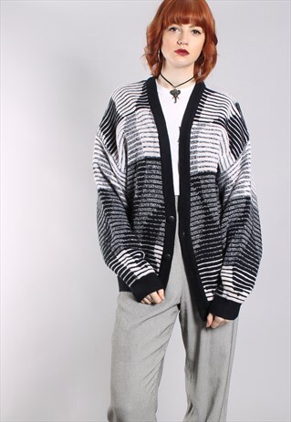 VINTAGE 80S PATTERNED OVERSIZE BATWING CARDIGAN