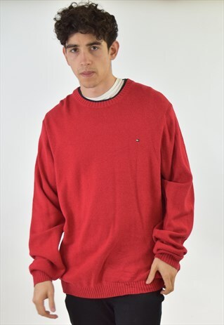 VINTAGE 90S RED TOMMY HILFIGER SWEATER