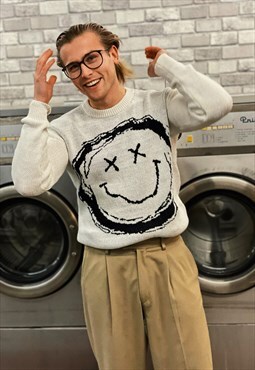 Smiley Face Knitted Sweatshirt