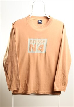 Vintage Stussy Crewneck Top Spell out Mustard