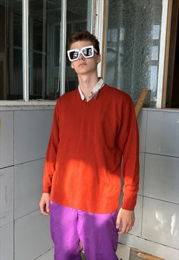 Vintage y2k baggy knitted unisex tailored suit jumper orange