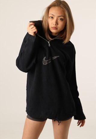 VINTAGE NIKE EMBROIDERED LOGO FLEECE 1/4 ZIP SWEATSHIRT