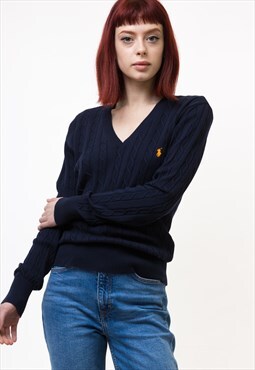 Ralph Lauren Sweater y2k Deep Blue Polo Sweater Knitted 4960