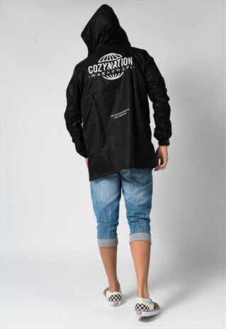 BLACK LIGHTWEIGHT FESTIVAL RAIN MAC