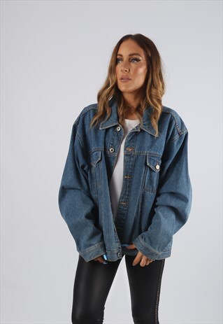VINTAGE DENIM JACKET OVERSIZED FITTED UK 18 - 20 (9DI)