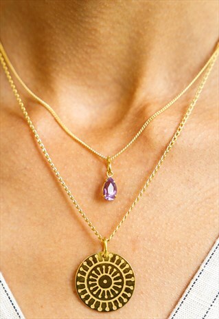 AMETHYST TEARDROP & GOLD VERMEIL
