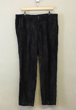Vintage Slim Fit Cord Chinos Black Straight Leg 90s 