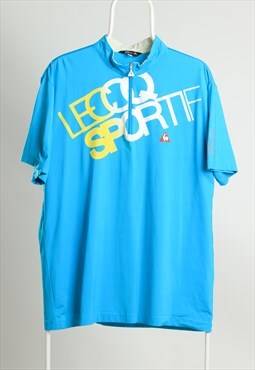 Vintage Le Coq Sportif Sportswear 1/4 zip Jersey T-shirt Blu